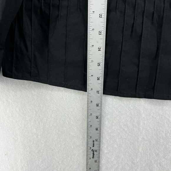 Liberte Button-Up Shirt Women's Sz 16W Black Plain Pleated Collared Stretch - Picture 5 of 11